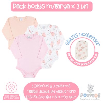 Gocco Pack Bodies Manga Larga Niña (pack 3 uds)